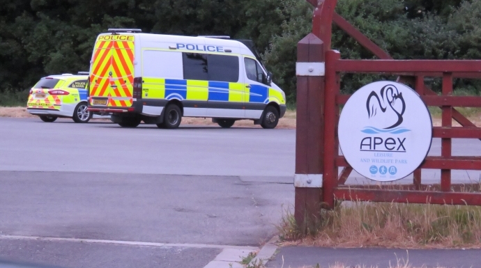Police at Apex Park, Highbridge