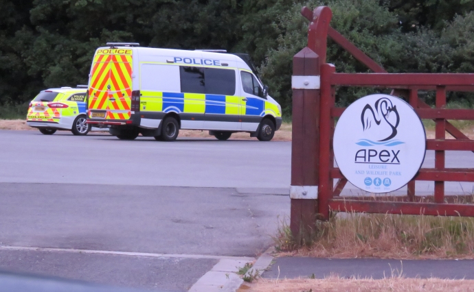 Police at Apex Park, Highbridge