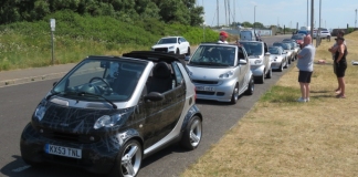 Smart cars on Burnham seafront