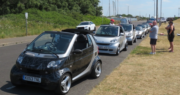 Smart cars on Burnham seafront