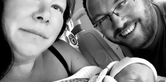 Stuart Nichols and Becki Haskins with son Finnley