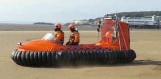 Burnham-On-Sea rescue hovercraft on Weston beach