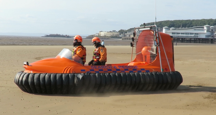 Burnham-On-Sea rescue hovercraft on Weston beach