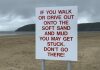 Brean beach warning sign