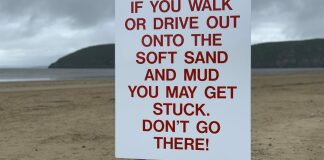 Brean beach warning sign