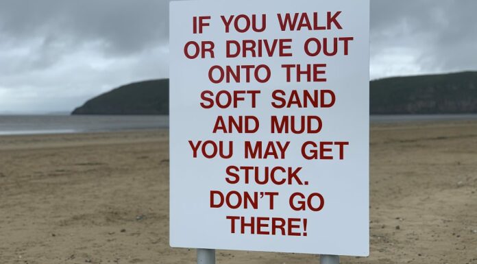Brean beach warning sign