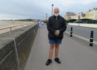 Michael Eavis on Burnham-On-Sea seafront