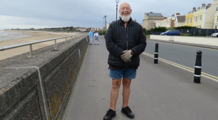 Michael Eavis on Burnham-On-Sea seafront