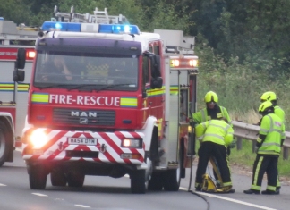 Burnham-On-Sea fire engine on M5 motorway