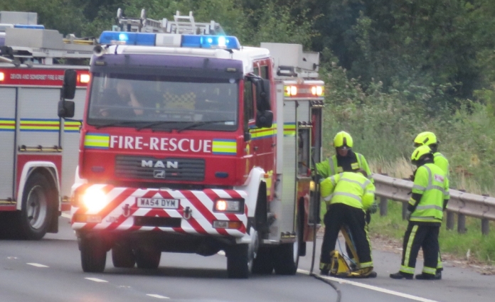 Burnham-On-Sea fire engine on M5 motorway