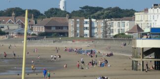 Busy Burnham-On-Sea beach