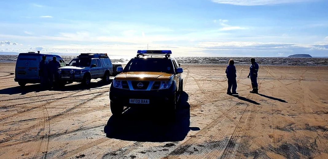 Car stuck in sea on Brean Beach