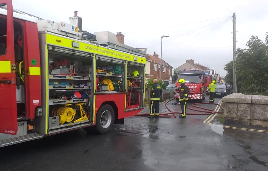 Burnham-On-Sea fire crews at the scene of the blaze