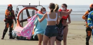 Brean beach rescue of two girls from mud