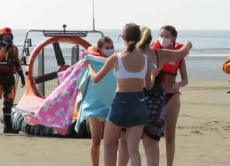 Brean beach rescue of two girls from mud