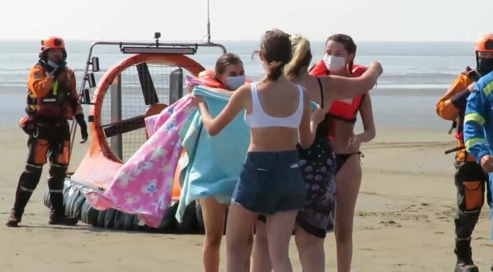 Brean beach rescue of two girls from mud