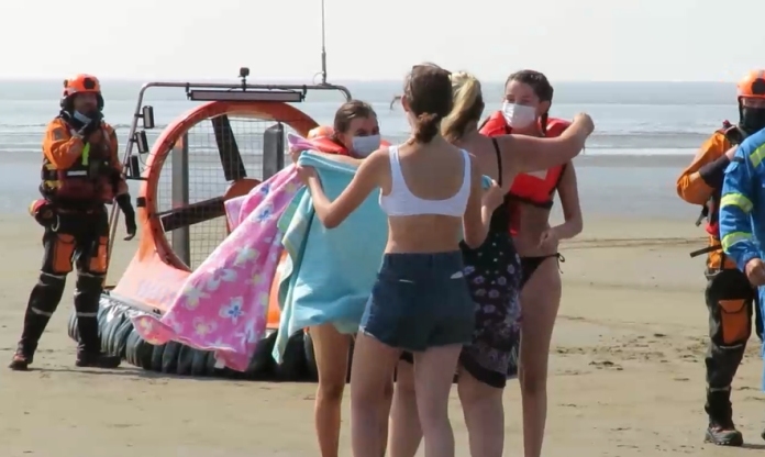 Brean beach rescue of two girls from mud