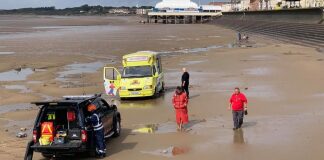 Ice cream van rescue Burnham-On-Sea beach