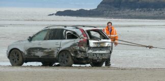 Brean Beach stranded car recovered