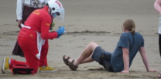 Burnham-On-Sea RNLI lifeguards help dog walker after fall