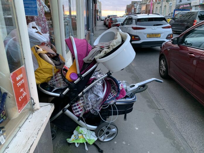 Burnham-On-Sea pavement partly blocked by ‘fly-tipped’ charity donations