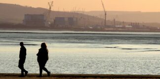 Hinkley Point power station seen from Burnham-On-Sea