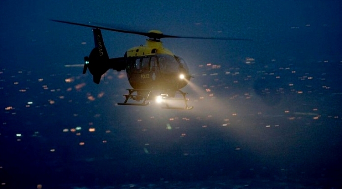 Police helicopter at night