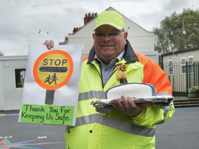 West Huntspill School’s lollipop man Derek Prior