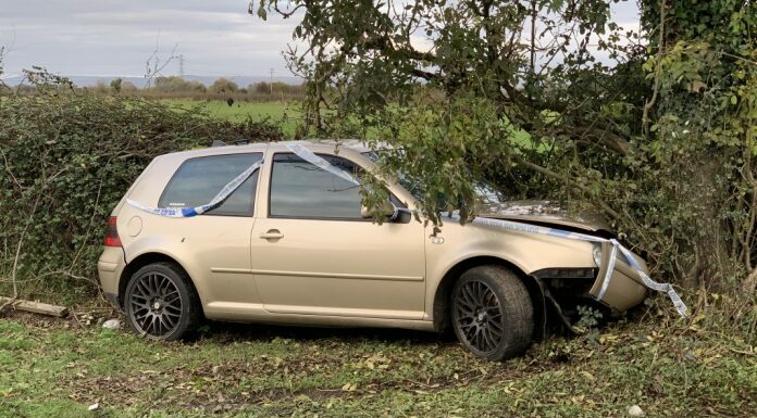 Car crashes into tree on The Causeway between East Huntspill and Woolavington