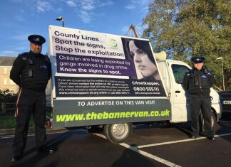 County Lines promotional van with Police
