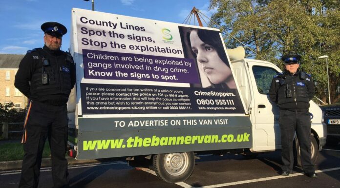 County Lines promotional van with Police