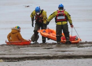 Burnham-On-Sea beach rescue by Burnham Coastguards