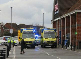 Emergency services at Burnham-On-Sea Tesco store