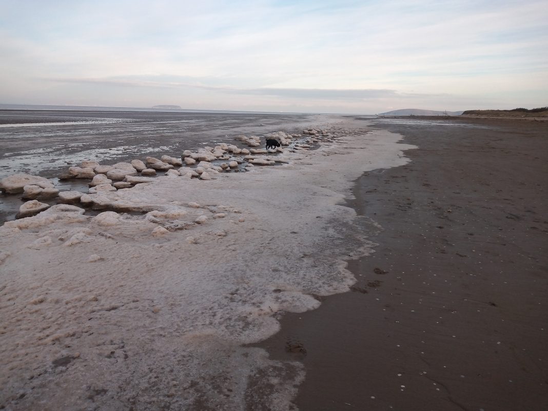 Ice on Burnham-On-Sea beach 