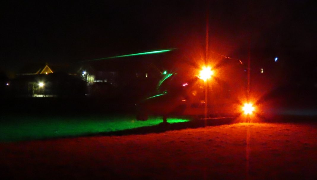 Air ambulance night landing in Burnham-On-Sea