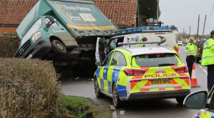 Crash in village of Mark near Burnham-On-Sea