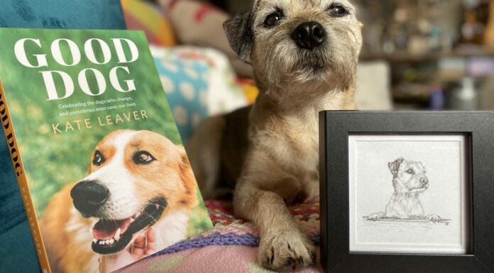 Burnham-On-Sea Crufts winning dog Jack with the book Good Dog he features in