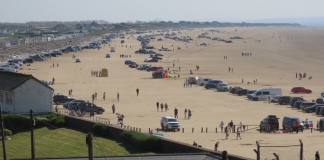 busy Brean beach car park area