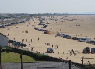 busy Brean beach car park area