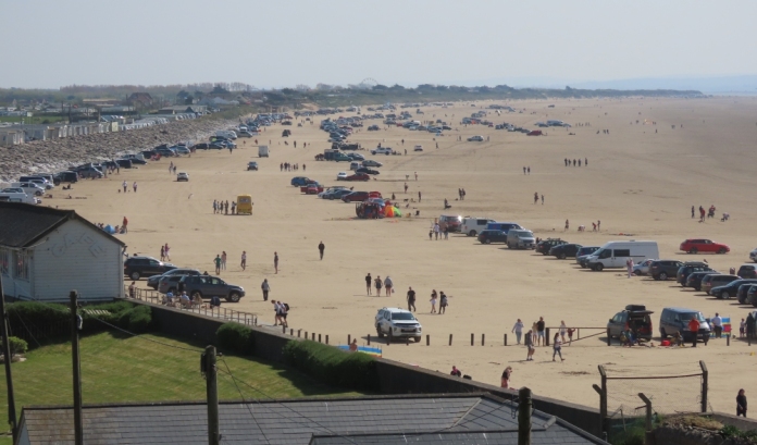 busy Brean beach car park area