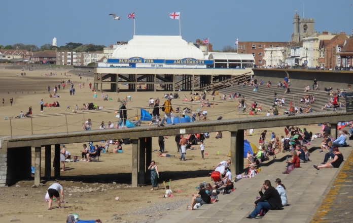 Busy Burnham-On-sea beach