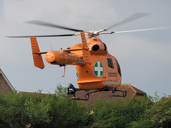 air ambulance landing in Burnham-On-Sea