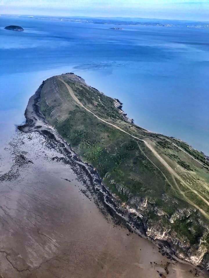 Hot air balloon flight over Brean Down from Weston-super-Mare