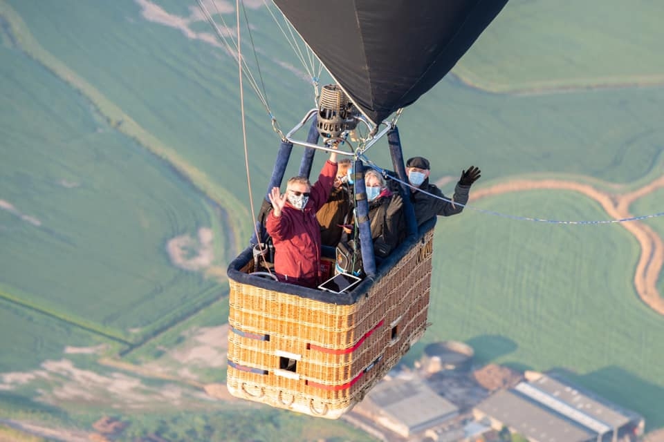 Hot air balloon flight over Brean Down from Weston-super-Mare