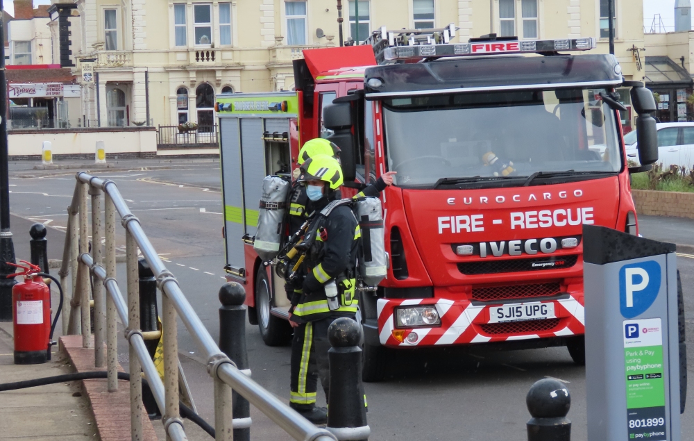 Fire crews on Burnham-On-Sea South Esplanade