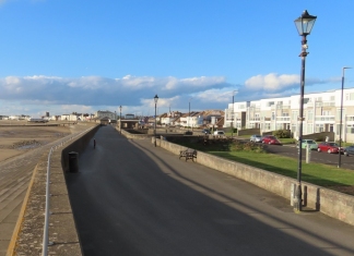 Burnham-On-Sea seafront and Quantock Court on the South Esplanade