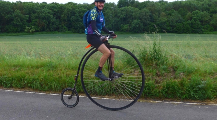Cycling a penny-farthing for RSPCA