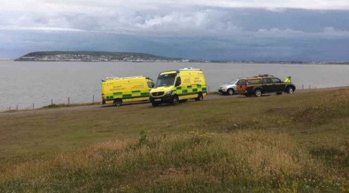 Ambulance crews on Brean Down during Saturday's incident