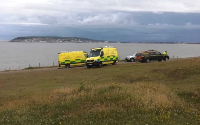 Ambulance crews on Brean Down during Saturday's incident