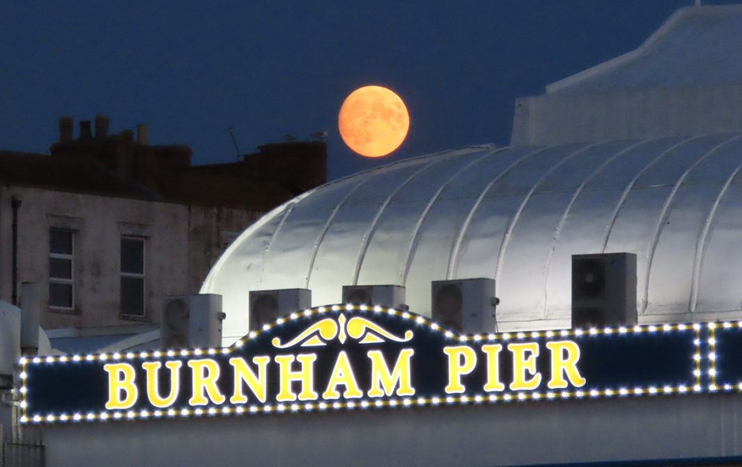 Buck Moon over Burnham-On-Sea Pier 2021